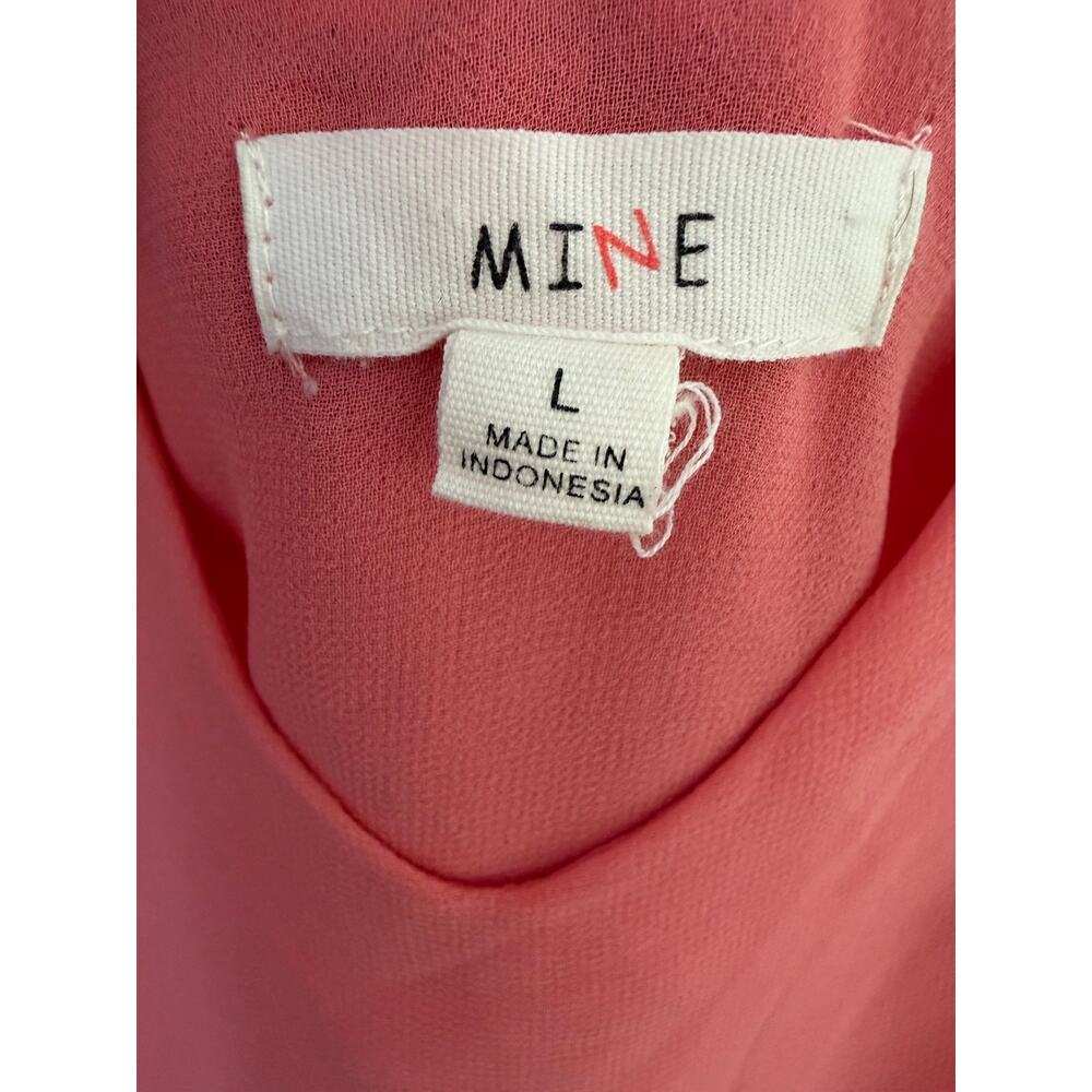 Mine Pink Sleeveless V-Neck Blouse Lace Detailed Hem Lightweight Top L - Picture 5 of 8